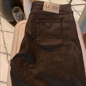 Armani black coated skinny jeans